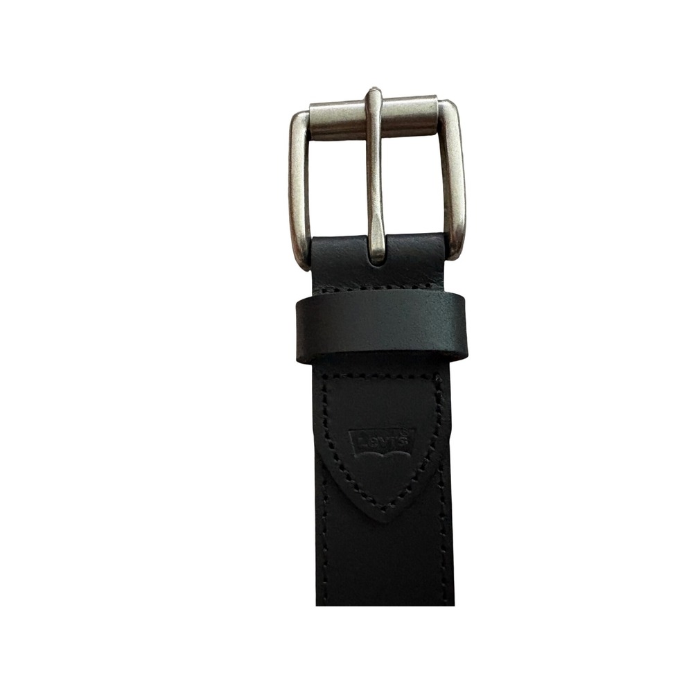 Levis Mens Black Leather Double Prong Buckle Belt Size 34-36 11LV020161
